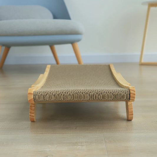 3-in-1 Wooden Cat Scratcher – Bed, Toy & Nail Grinder in One
