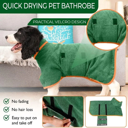 Fast-Dry Dog Towel Coat – Soft Microfiber Robe for Dogs