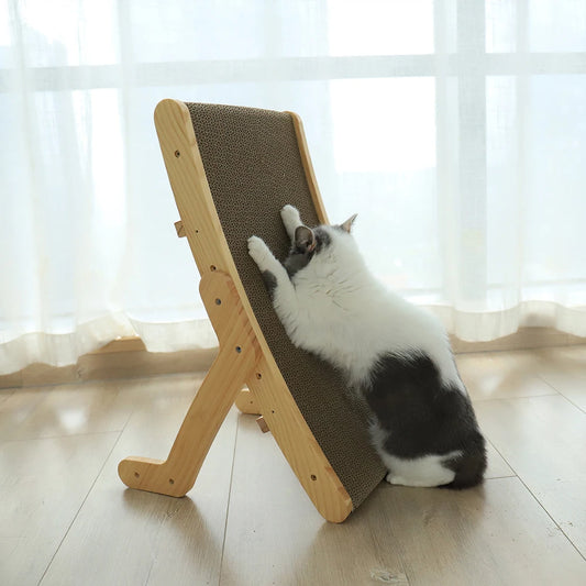 3-in-1 Wooden Cat Scratcher – Bed, Toy & Nail Grinder in One
