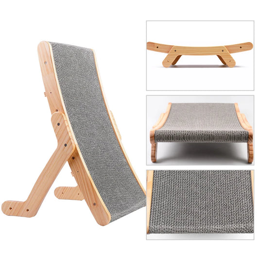 3-in-1 Wooden Cat Scratcher – Bed, Toy & Nail Grinder in One