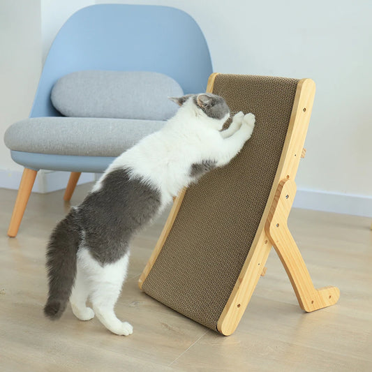 3-in-1 Wooden Cat Scratcher – Bed, Toy & Nail Grinder in One