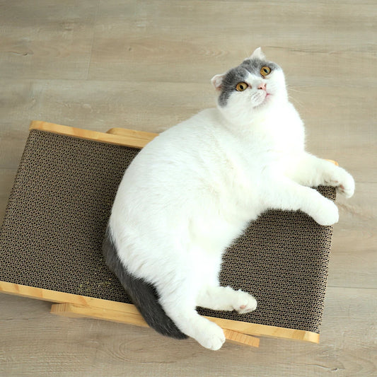 3-in-1 Wooden Cat Scratcher – Bed, Toy & Nail Grinder in One