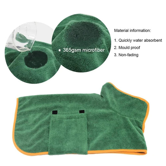 Fast-Dry Dog Towel Coat – Soft Microfiber Robe for Dogs