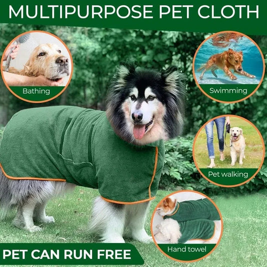 Fast-Dry Dog Towel Coat – Soft Microfiber Robe for Dogs
