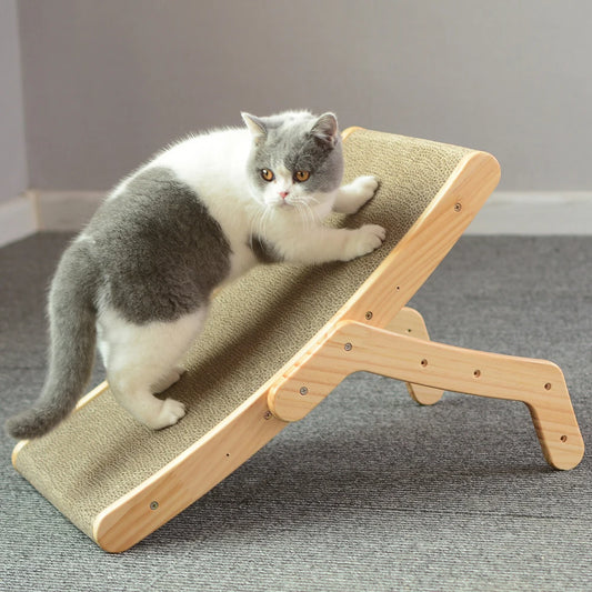 3-in-1 Wooden Cat Scratcher – Bed, Toy & Nail Grinder in One