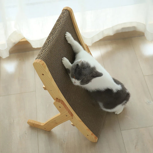 3-in-1 Wooden Cat Scratcher – Bed, Toy & Nail Grinder in One