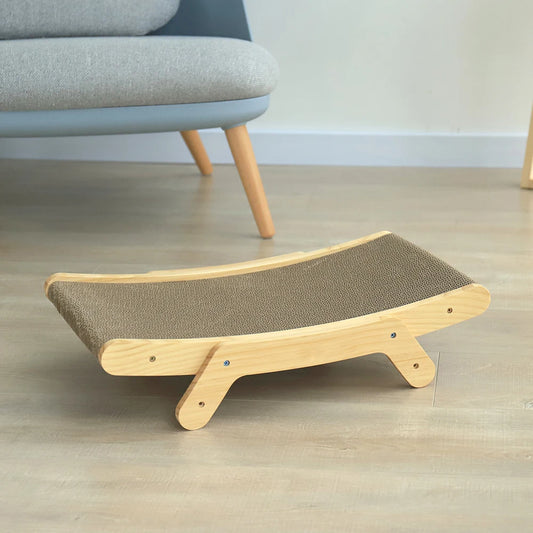 3-in-1 Wooden Cat Scratcher – Bed, Toy & Nail Grinder in One