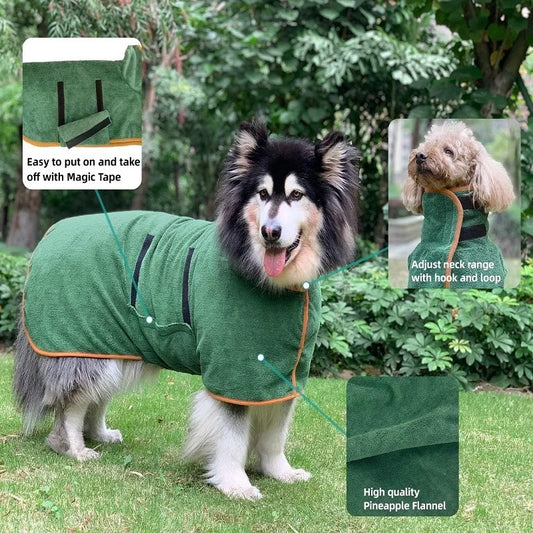 Fast-Dry Dog Towel Coat – Soft Microfiber Robe for Dogs