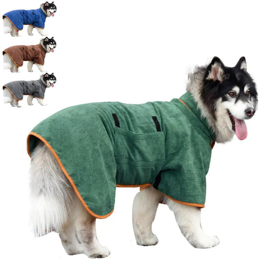 Fast-Dry Dog Towel Coat – Soft Microfiber Robe for Dogs